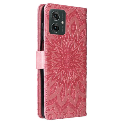 KT Imprinting Flower Series-1 For Motorola Moto G55 5G Case Sunflower Leather Wallet Phone Cover