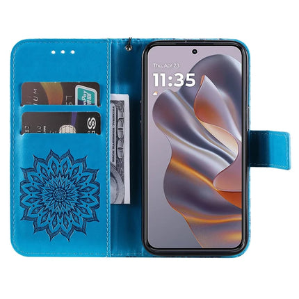 KT Imprinting Flower Series-1 For Motorola Moto G55 5G Case Sunflower Leather Wallet Phone Cover