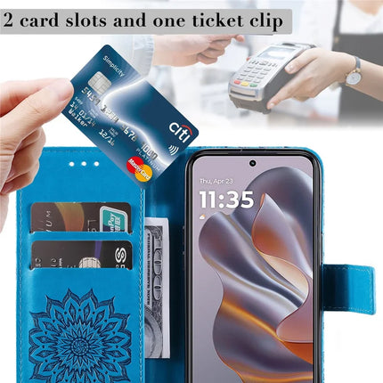 KT Imprinting Flower Series-1 For Motorola Moto G55 5G Case Sunflower Leather Wallet Phone Cover