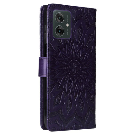KT Imprinting Flower Series-1 For Motorola Moto G55 5G Case Sunflower Leather Wallet Phone Cover