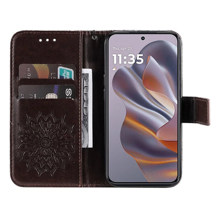 KT Imprinting Flower Series-1 For Motorola Moto G55 5G Case Sunflower Leather Wallet Phone Cover