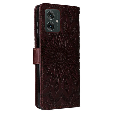 KT Imprinting Flower Series-1 For Motorola Moto G55 5G Case Sunflower Leather Wallet Phone Cover