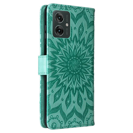 KT Imprinting Flower Series-1 For Motorola Moto G55 5G Case Sunflower Leather Wallet Phone Cover