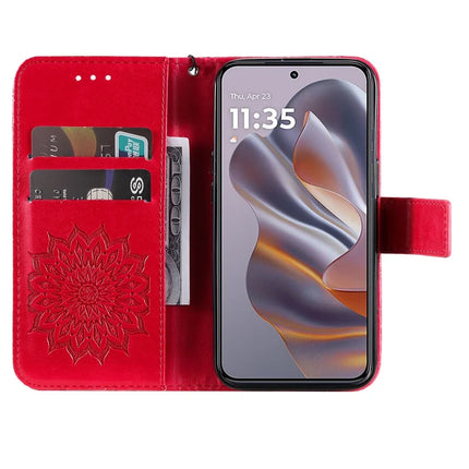 KT Imprinting Flower Series-1 For Motorola Moto G55 5G Case Sunflower Leather Wallet Phone Cover