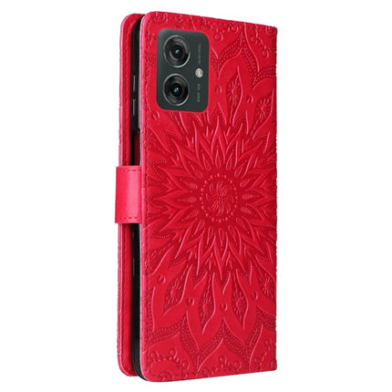 KT Imprinting Flower Series-1 For Motorola Moto G55 5G Case Sunflower Leather Wallet Phone Cover