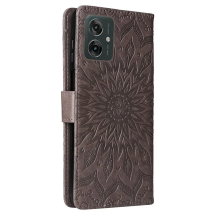 KT Imprinting Flower Series-1 For Motorola Moto G55 5G Case Sunflower Leather Wallet Phone Cover
