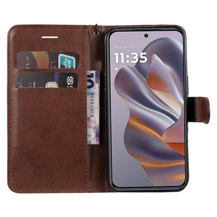 For Motorola Moto G55 5G Case Solid Color Leather Mobile Cover Wallet Stand with Strap