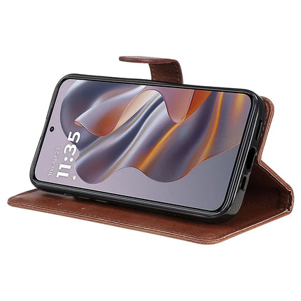 For Motorola Moto G55 5G Case Solid Color Leather Mobile Cover Wallet Stand with Strap