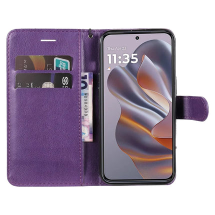 For Motorola Moto G55 5G Case Solid Color Leather Mobile Cover Wallet Stand with Strap
