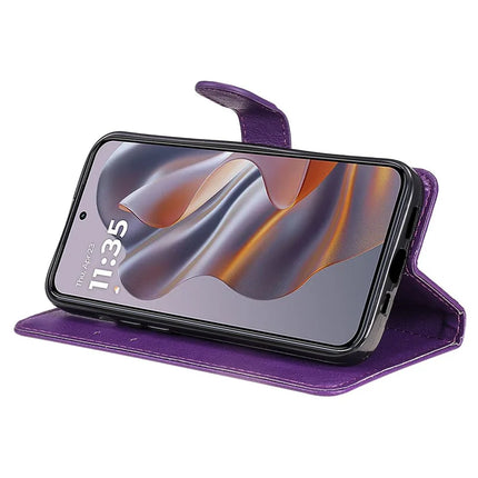 For Motorola Moto G55 5G Case Solid Color Leather Mobile Cover Wallet Stand with Strap