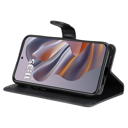 For Motorola Moto G55 5G Case Solid Color Leather Mobile Cover Wallet Stand with Strap