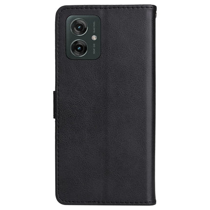 For Motorola Moto G55 5G Case Solid Color Leather Mobile Cover Wallet Stand with Strap