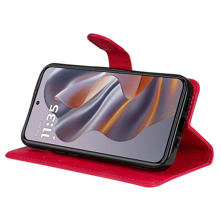 For Motorola Moto G55 5G Case Solid Color Leather Mobile Cover Wallet Stand with Strap