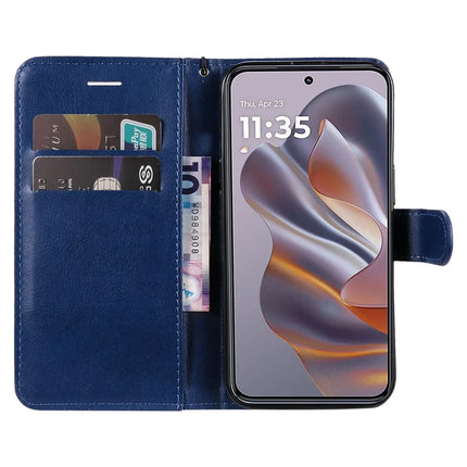 For Motorola Moto G55 5G Case Solid Color Leather Mobile Cover Wallet Stand with Strap