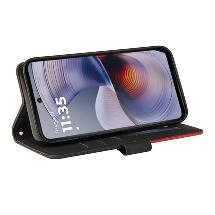 For Motorola Moto G55 5G Leather Case Wallet Stand Color Splicing Phone Cover