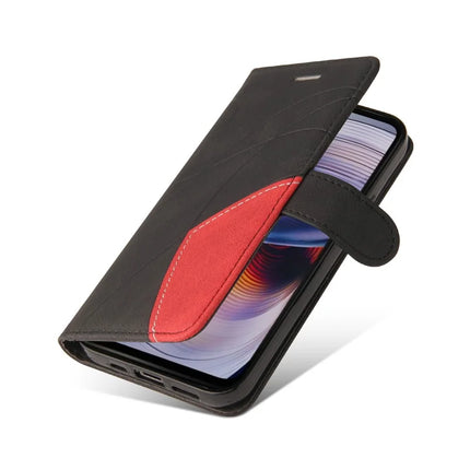 For Motorola Moto G55 5G Leather Case Wallet Stand Color Splicing Phone Cover