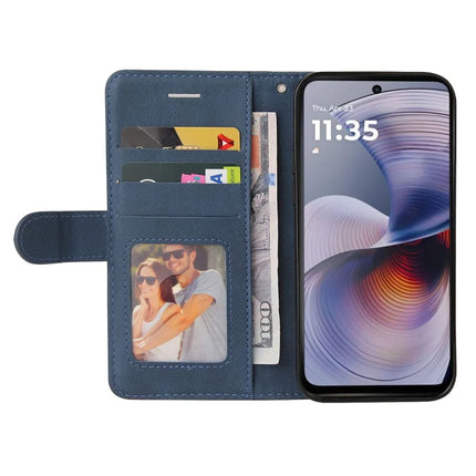 For Motorola Moto G55 5G Leather Case Wallet Stand Color Splicing Phone Cover