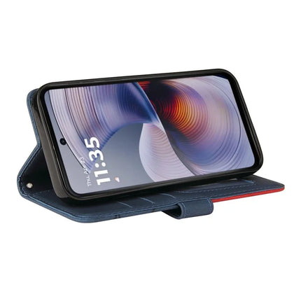 For Motorola Moto G55 5G Leather Case Wallet Stand Color Splicing Phone Cover