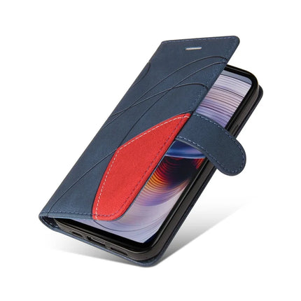 For Motorola Moto G55 5G Leather Case Wallet Stand Color Splicing Phone Cover