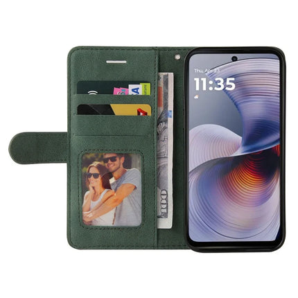 For Motorola Moto G55 5G Leather Case Wallet Stand Color Splicing Phone Cover