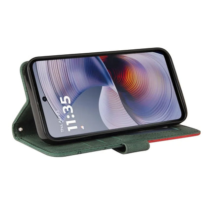 For Motorola Moto G55 5G Leather Case Wallet Stand Color Splicing Phone Cover