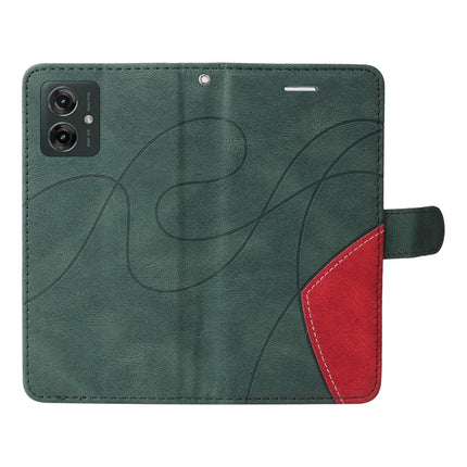 For Motorola Moto G55 5G Leather Case Wallet Stand Color Splicing Phone Cover