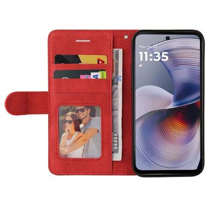 For Motorola Moto G55 5G Leather Case Wallet Stand Color Splicing Phone Cover