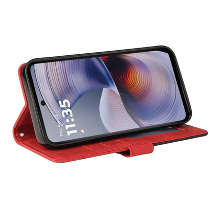 For Motorola Moto G55 5G Leather Case Wallet Stand Color Splicing Phone Cover