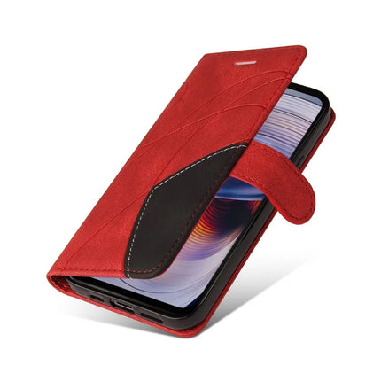 For Motorola Moto G55 5G Leather Case Wallet Stand Color Splicing Phone Cover