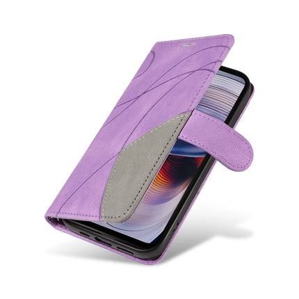 For Motorola Moto G55 5G Leather Case Wallet Stand Color Splicing Phone Cover