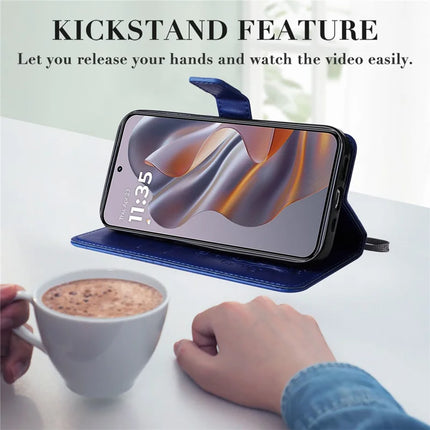 KT Imprinting Flower Series-2 For Motorola Moto G55 5G Case Butterfly Leather Phone Cover