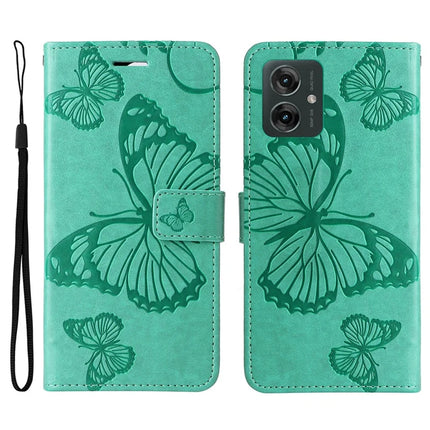 KT Imprinting Flower Series-2 For Motorola Moto G55 5G Case Butterfly Leather Phone Cover - Green