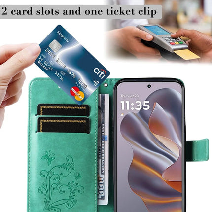 KT Imprinting Flower Series-2 For Motorola Moto G55 5G Case Butterfly Leather Phone Cover