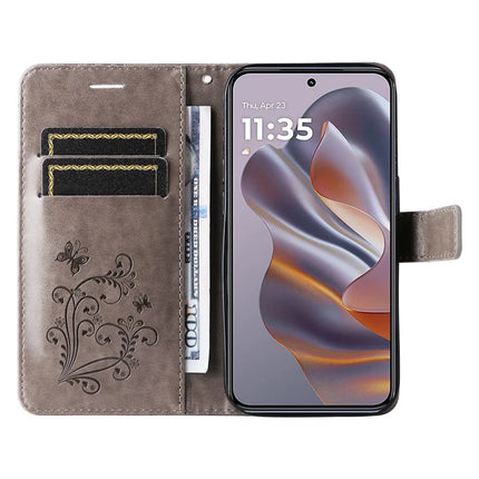 KT Imprinting Flower Series-2 For Motorola Moto G55 5G Case Butterfly Leather Phone Cover