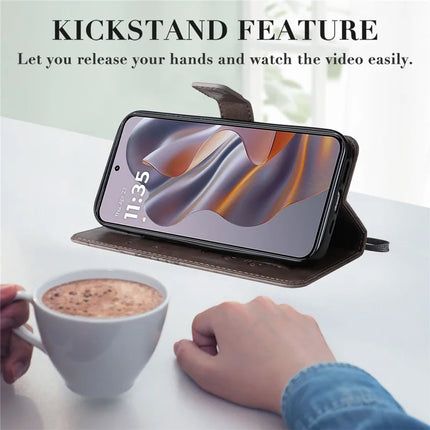 KT Imprinting Flower Series-2 For Motorola Moto G55 5G Case Butterfly Leather Phone Cover