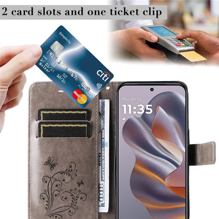 KT Imprinting Flower Series-2 For Motorola Moto G55 5G Case Butterfly Leather Phone Cover