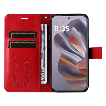 KT Imprinting Flower Series-2 For Motorola Moto G55 5G Case Butterfly Leather Phone Cover