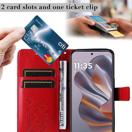 KT Imprinting Flower Series-2 For Motorola Moto G55 5G Case Butterfly Leather Phone Cover