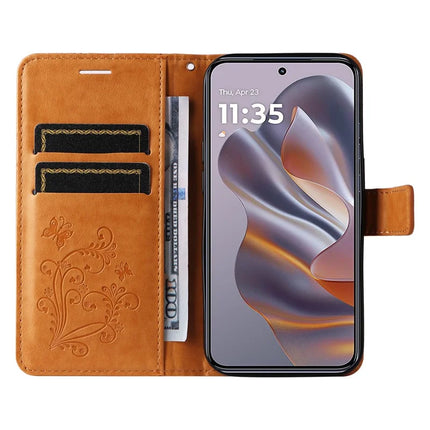 KT Imprinting Flower Series-2 For Motorola Moto G55 5G Case Butterfly Leather Phone Cover