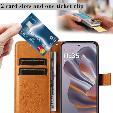 KT Imprinting Flower Series-2 For Motorola Moto G55 5G Case Butterfly Leather Phone Cover