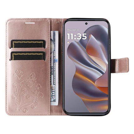 KT Imprinting Flower Series-2 For Motorola Moto G55 5G Case Butterfly Leather Phone Cover
