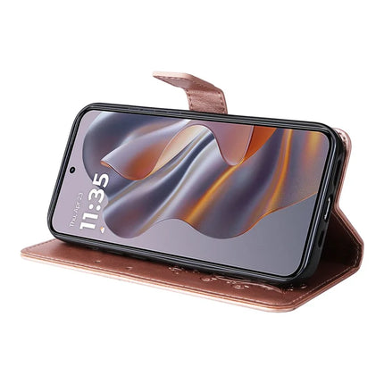 KT Imprinting Flower Series-2 For Motorola Moto G55 5G Case Butterfly Leather Phone Cover