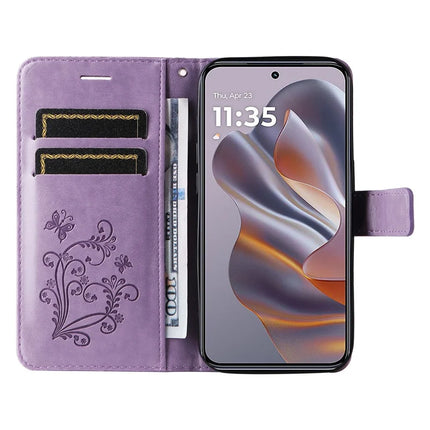 KT Imprinting Flower Series-2 For Motorola Moto G55 5G Case Butterfly Leather Phone Cover