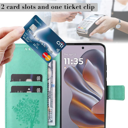 KT Imprinting Flower Series-3 For Motorola Moto G55 5G Case Cat Tree Pattern Flip Leather Phone Cover
