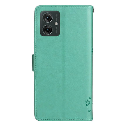 KT Imprinting Flower Series-3 For Motorola Moto G55 5G Case Cat Tree Pattern Flip Leather Phone Cover