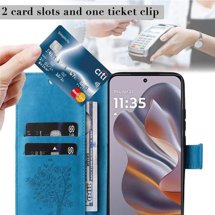 KT Imprinting Flower Series-3 For Motorola Moto G55 5G Case Cat Tree Pattern Flip Leather Phone Cover
