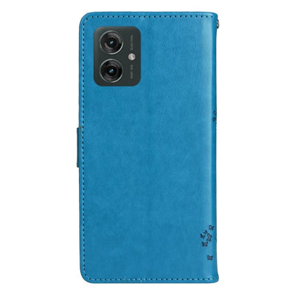 KT Imprinting Flower Series-3 For Motorola Moto G55 5G Case Cat Tree Pattern Flip Leather Phone Cover