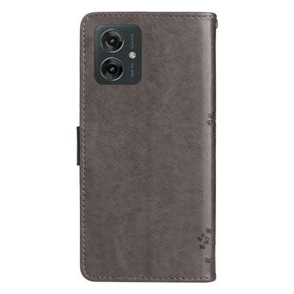 KT Imprinting Flower Series-3 For Motorola Moto G55 5G Case Cat Tree Pattern Flip Leather Phone Cover