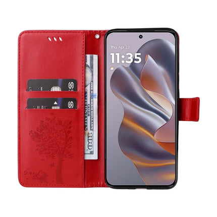 KT Imprinting Flower Series-3 For Motorola Moto G55 5G Case Cat Tree Pattern Flip Leather Phone Cover