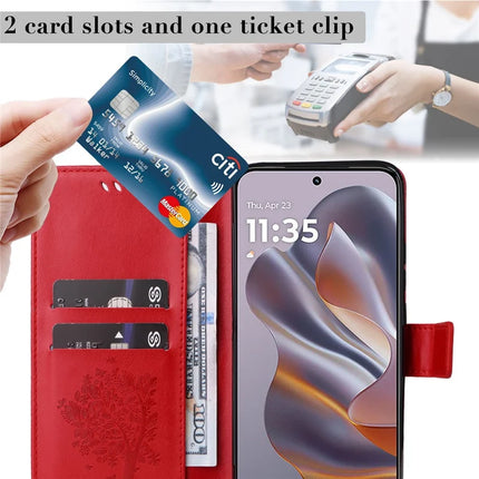 KT Imprinting Flower Series-3 For Motorola Moto G55 5G Case Cat Tree Pattern Flip Leather Phone Cover